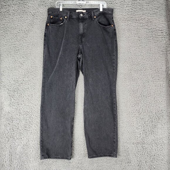 Levis Jeans Womenx 32 Black Cotton High Rise Low Pro Straight - Picture 2 of 12
